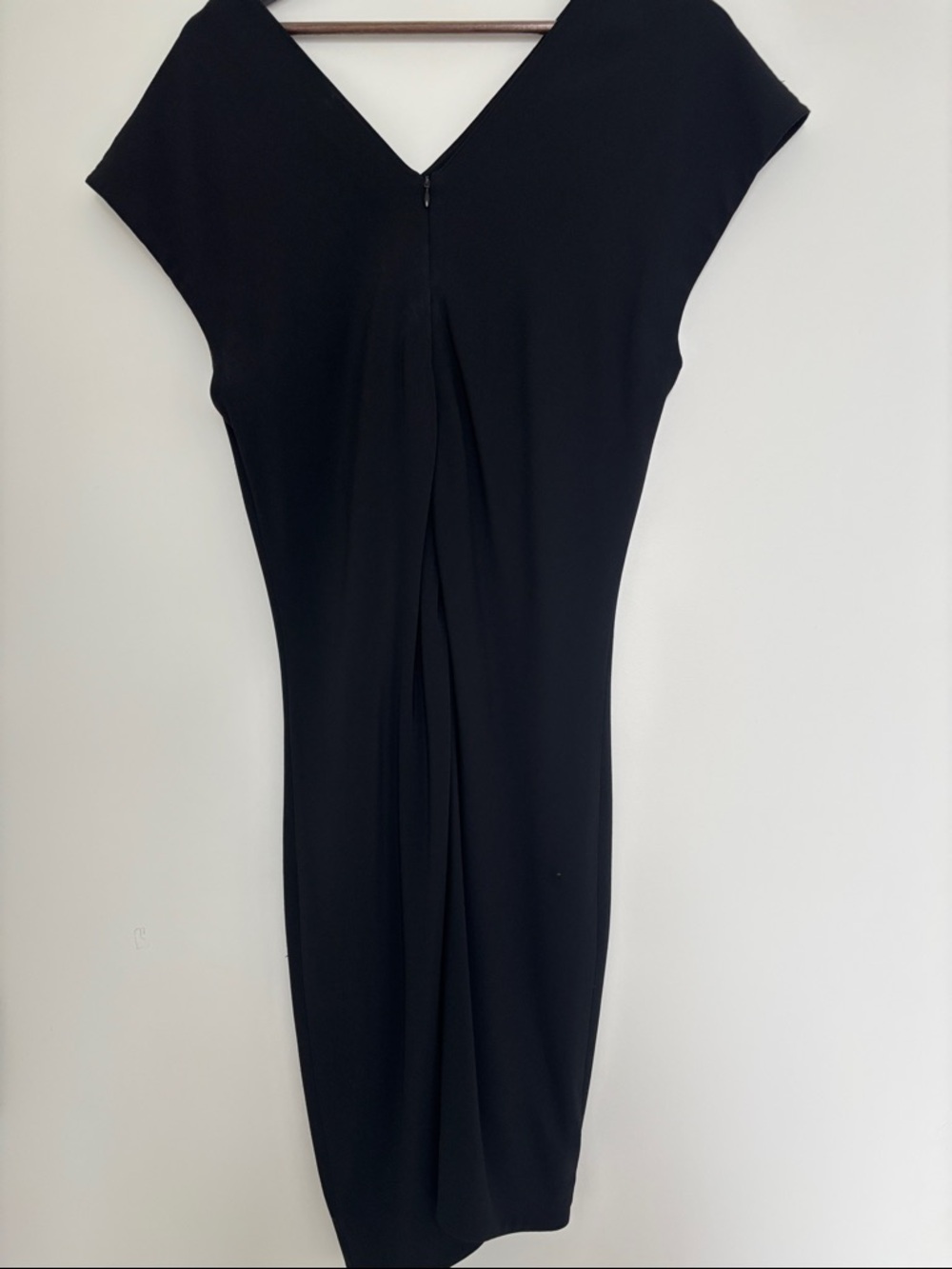 Helmut Lang Black V-Neck Draped A-Sym. Midi Dress - Classic Women's Dress - Picture 3 of 3